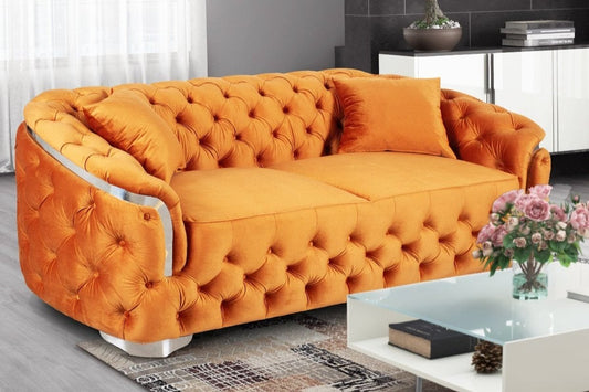 Velvet Orange 3 Seater Aveley Sofa