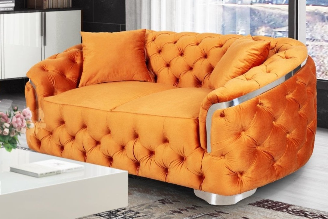 Velvet Orange 2 Seater Aveley Sofa