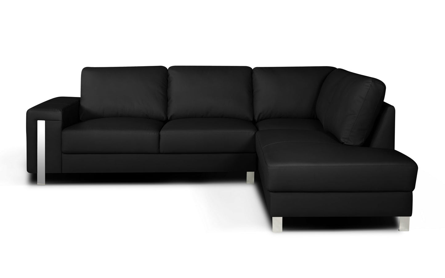 Genuine Leather Black Right Hand Facing Ostuni Corner Sofa