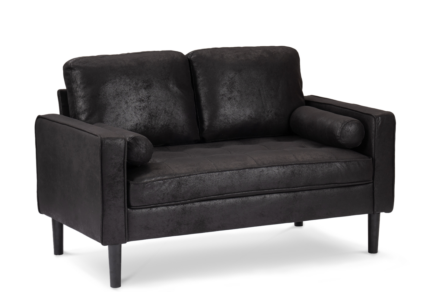 Faux Leather Suede Black 2 Seater Brindisi Sofa