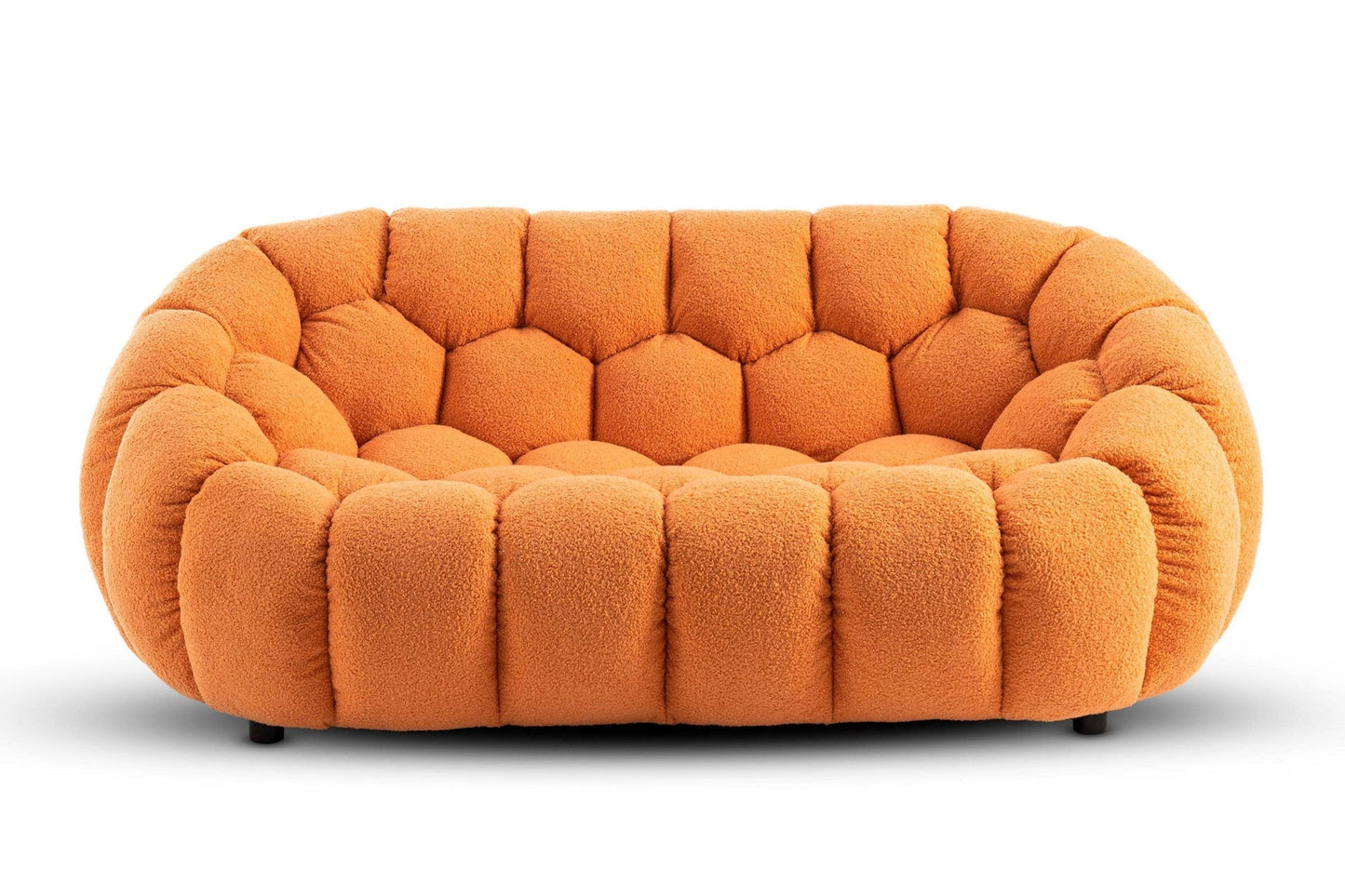 Teddy Boucle Fabric Orange Atrani 2 Seater Sofa