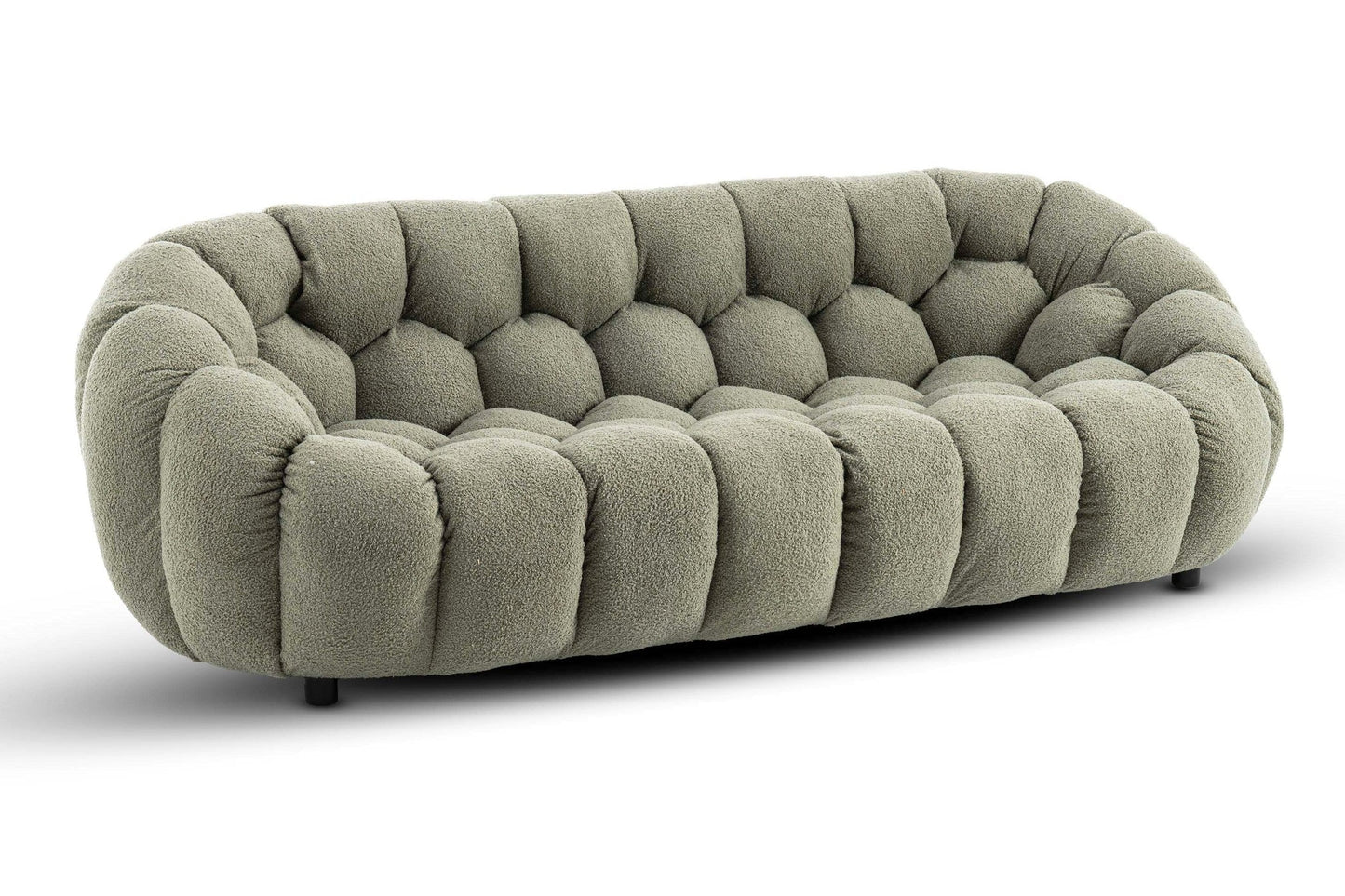 Teddy Boucle Fabric Sage Green Atrani 3 Seater Sofa