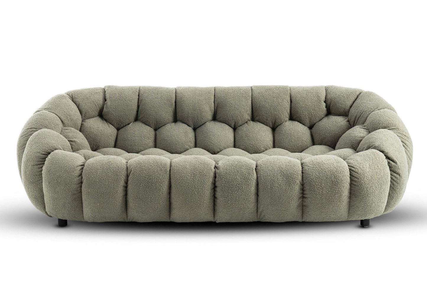 Teddy Boucle Fabric Sage Green Atrani 3 Seater Sofa