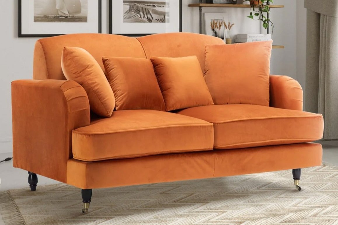 Velvet Orange 2 Seater Ashton Sofa