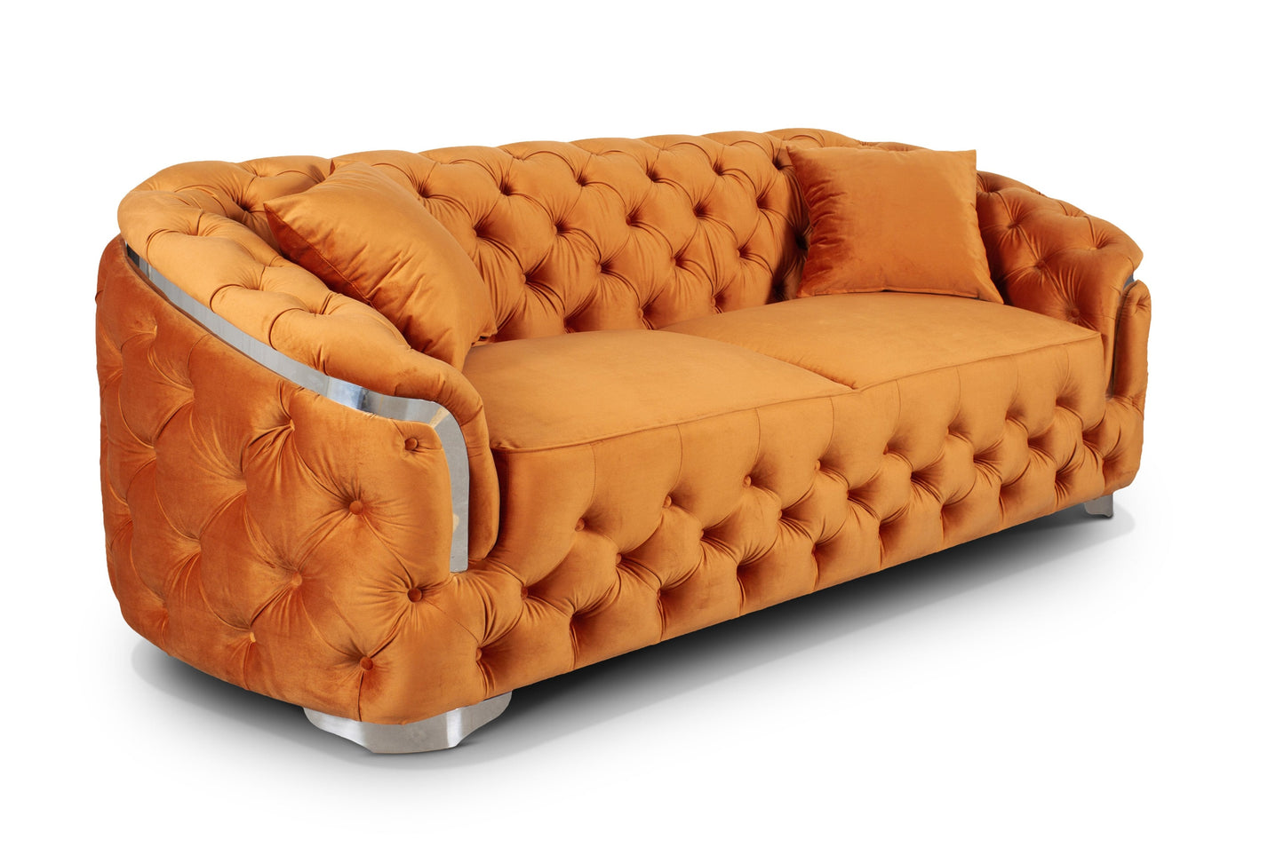 Velvet Orange 3 Seater Aveley Sofa