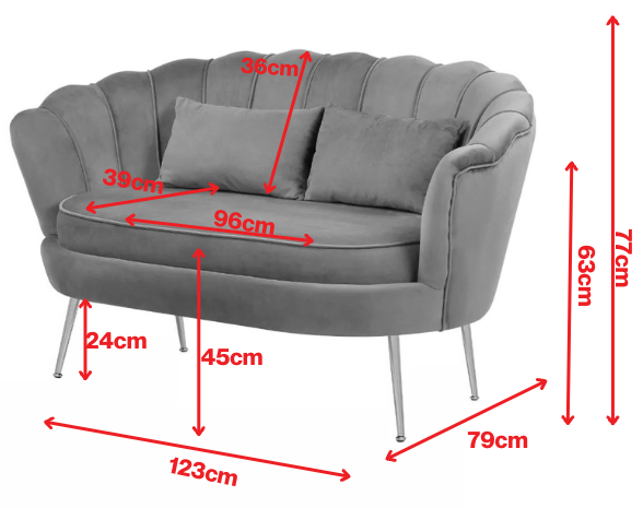 Velvet Orange 2 Seater Daisy Accent Loveseat Sofa